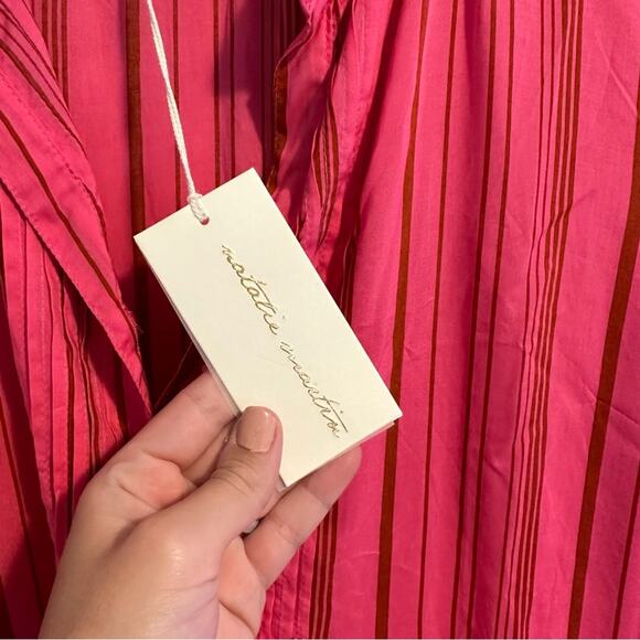 NWT Natalie Martin Pink Striped Long Sleeve Mini Dress XS - Picture 8 of 11